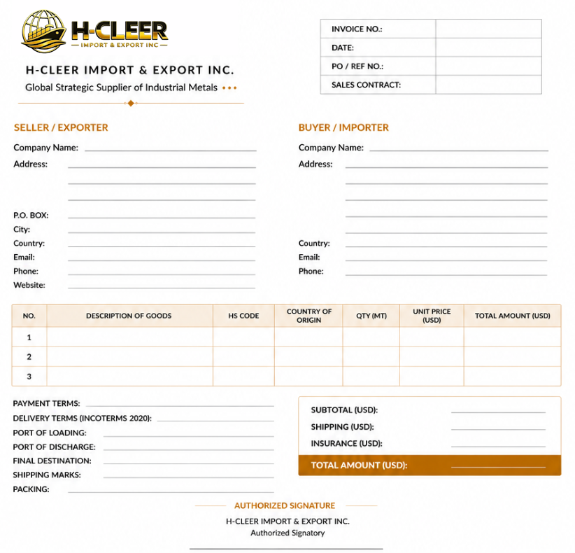 Commercial Invoice document