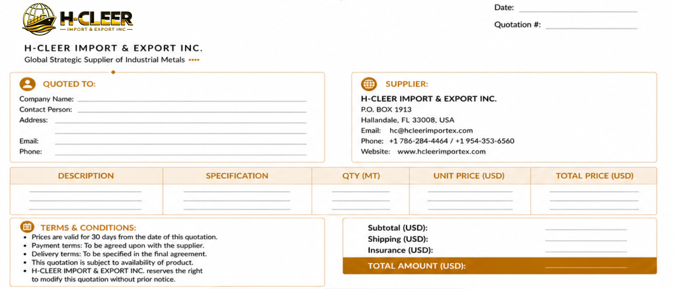 Request for Quotation (RFQ) document